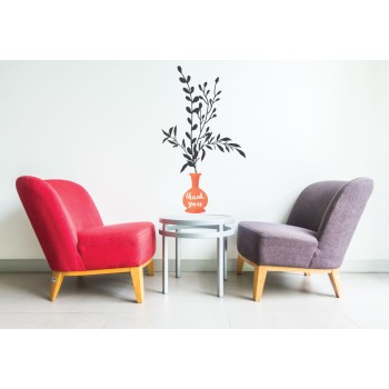 Thank you váza és virágok - Színes Matrica