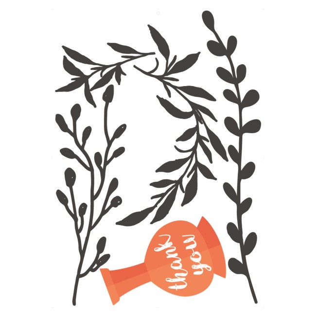 Thank you váza és virágok - Színes Matrica