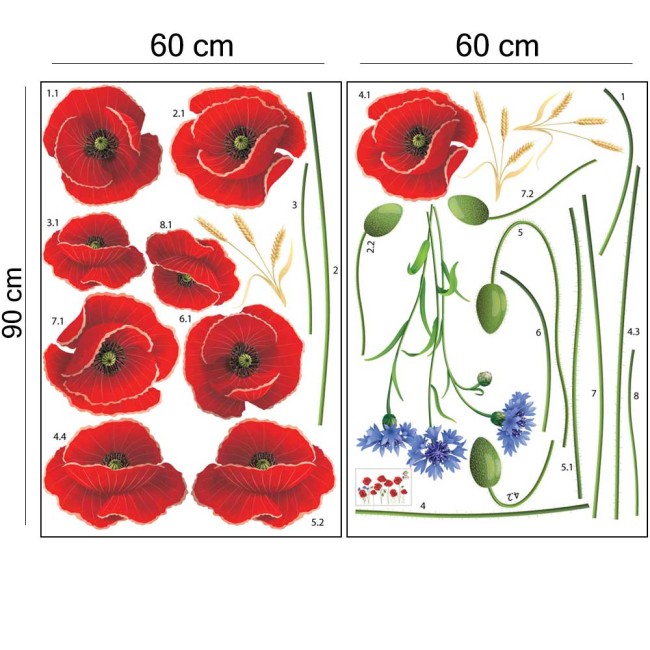 Élethű pipacs - Színes matrica csomag