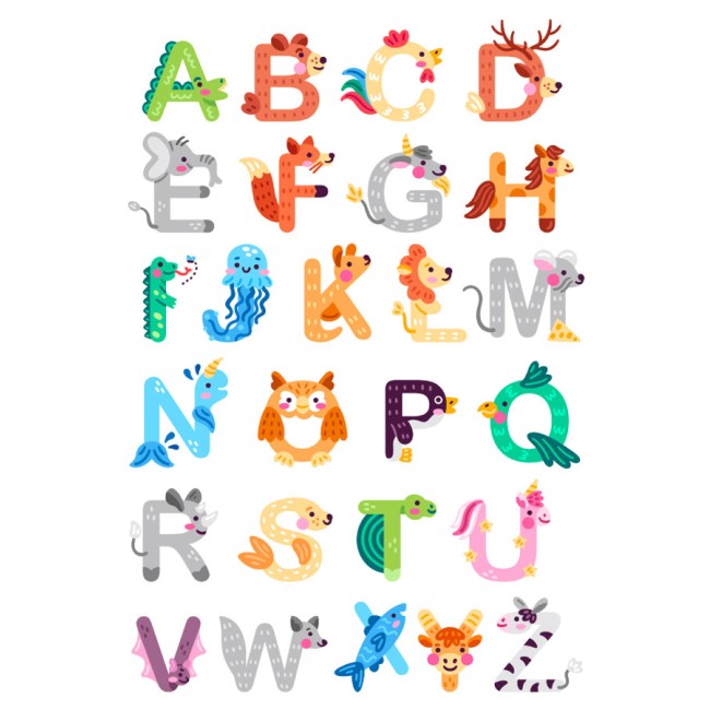 Színes angol Ábécé - Nyomtatott matrica