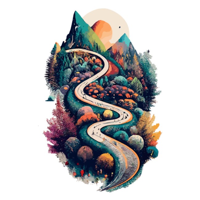 Hegyi táj - Színes nyomtatott matrica