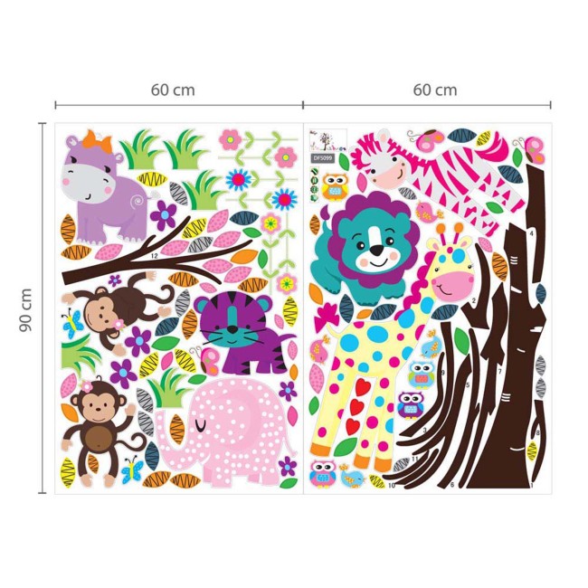 Boldog állatok és pillangók a mezőn - Falmatrica