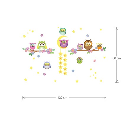 Baglyok az ágon - Színes nyomtatott matrica