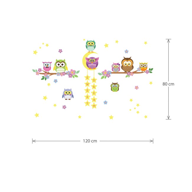 Baglyok az ágon - Színes nyomtatott matrica