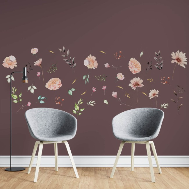 Pasztell akvarell virágok - Falmatrica
