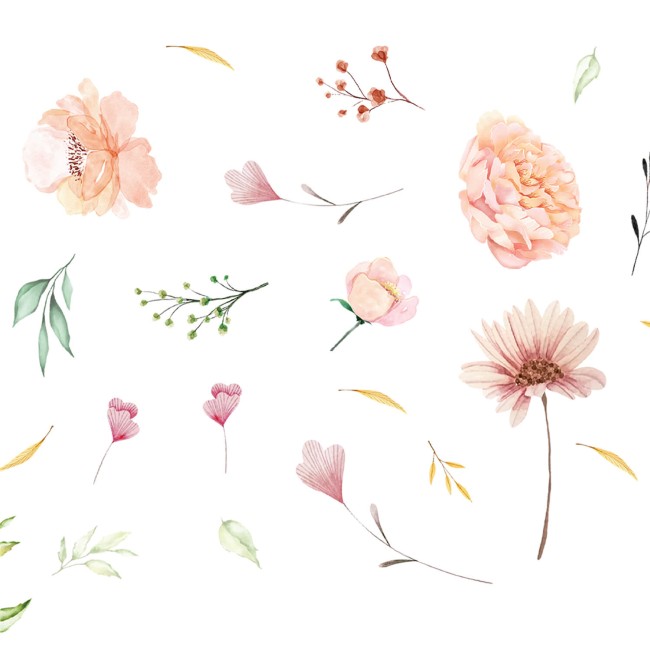 Pasztell akvarell virágok - Falmatrica