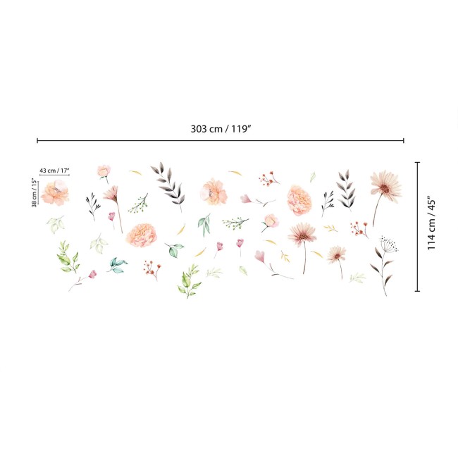 Pasztell akvarell virágok - Falmatrica