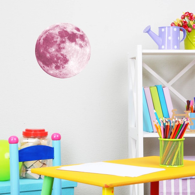 Rózsaszín Hold- Foszforeszkáló matrica