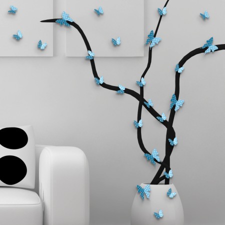 3D pillangók - Kék fehér pöttyökkel
