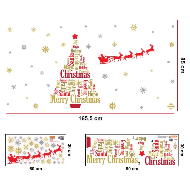 Angol idézet karácsonyfa + Mikulás szán - Falmatrica