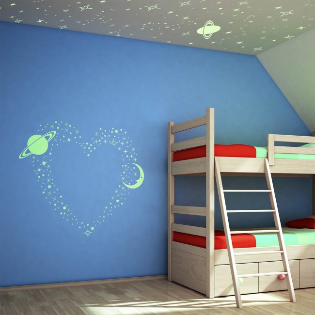 Hold és csillagok - Foszforeszkáló matrica