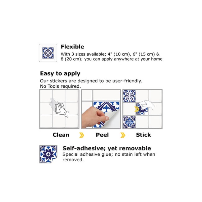 Csempe matrica - Spanish and Moroccan Blue - 24 drb - 10x10 cm