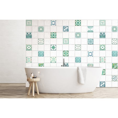 Csempe matrica - English Quote Vintage Green - 24 drb - 10x10 cm
