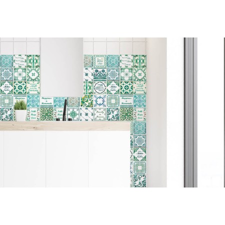 Csempe matrica - English Quote Vintage Green - 24 drb - 10x10 cm