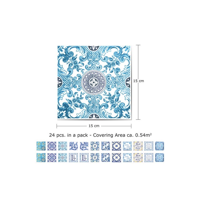 Csempe matrica - English Quote Vintage Blue - 24 drb - 15x15 cm