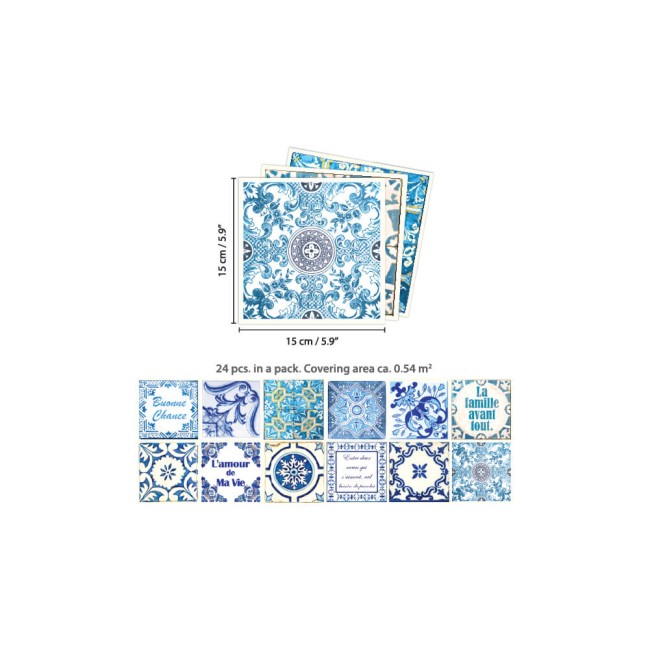 Csempe matrica - French Quote Classic Blue - 24 drb - 15x15 cm