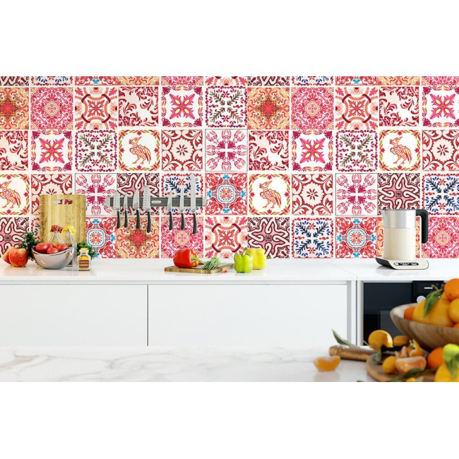 Csempe matrica - Moroccan Rose Red Mosaic - 24 drb - 15x15 cm