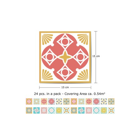 Csempe matrica - Malia Colourful - 24 drb - 15x15 cm