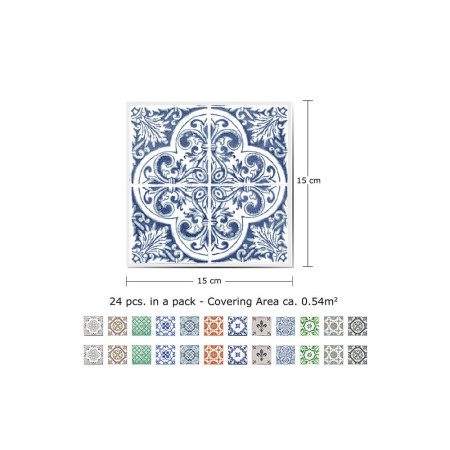 Csempe matrica - Vintage Porcelain - 24 drb - 15x15 cm