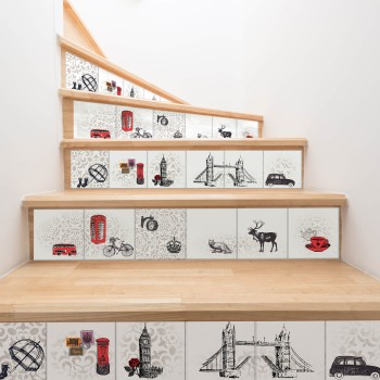 Csempe matrica -  Londoner Tiles Mix - 24 drb - 15x15 cm 