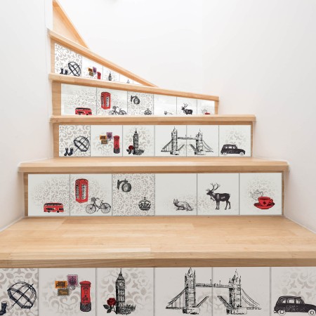 Csempe matrica -  Londoner Tiles Mix - 24 drb - 15x15 cm 