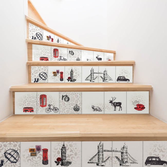 Csempe matrica -  Londoner Tiles Mix - 24 drb - 15x15 cm 