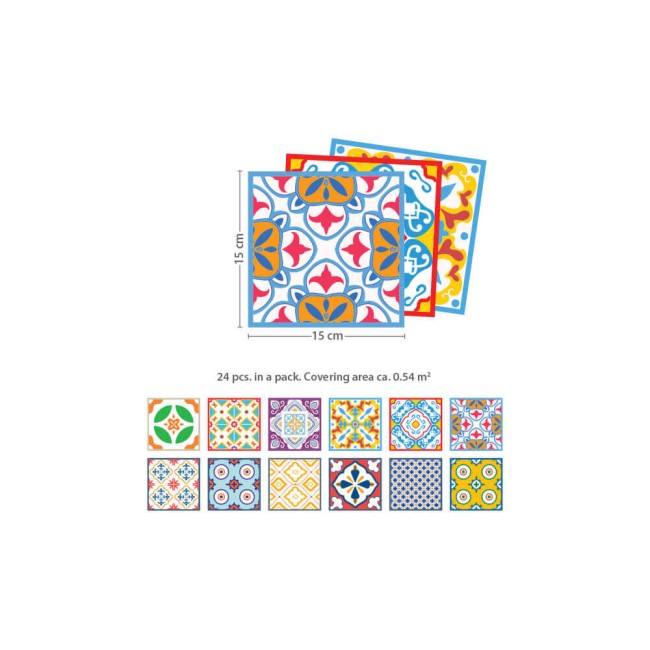Csempe matrica - Classic Mediterranean Colourful Mixed SET 2 - 24 drb - 15x15 cm