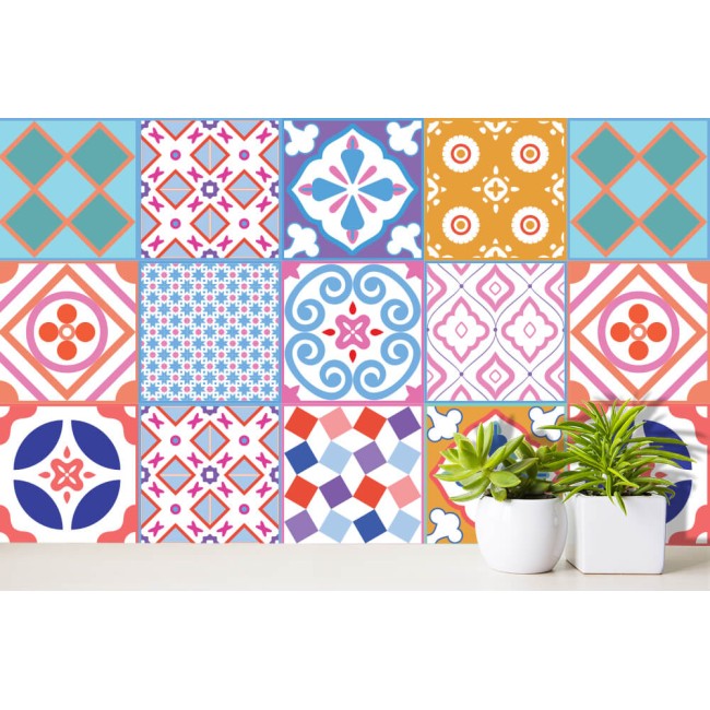 Csempe matrica - Classic Moroccan Colourful Mixed SET 2 - 24 drb - 15x15 cm
