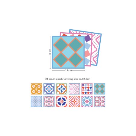 Csempe matrica - Classic Moroccan Colourful Mixed SET 2 - 24 drb - 15x15 cm