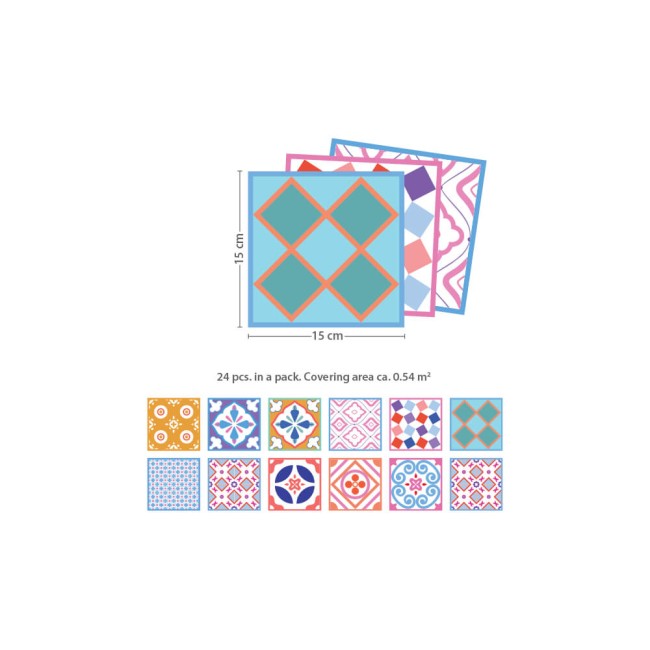 Csempe matrica - Classic Moroccan Colourful Mixed SET 2 - 24 drb - 15x15 cm