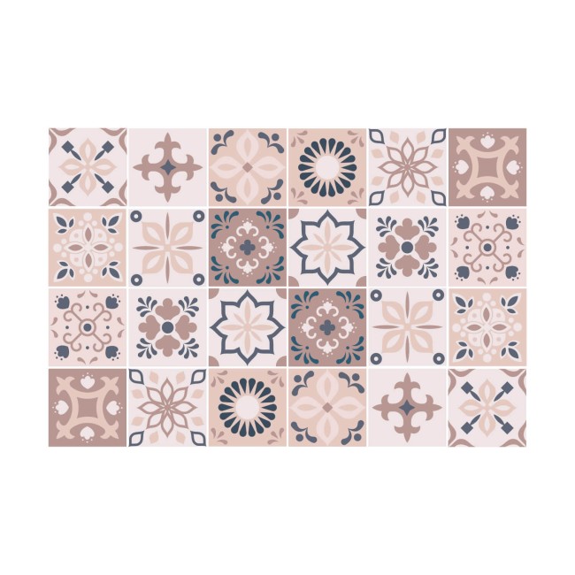 Csempe matrica - Menara Pink and Grey Cement Moroccan - 24 drb - 15x15 cm 
