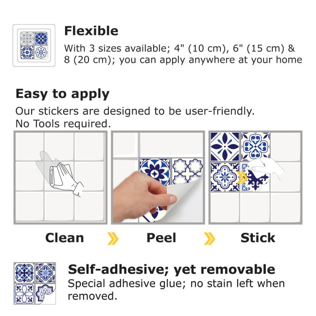 Csempe matrica - Spanish and Moroccan Blue - 12 drb - 20x20 cm