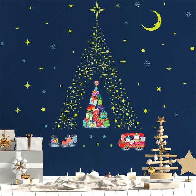 Karácsonyi színes matrica csomag + Foszfor csillagok