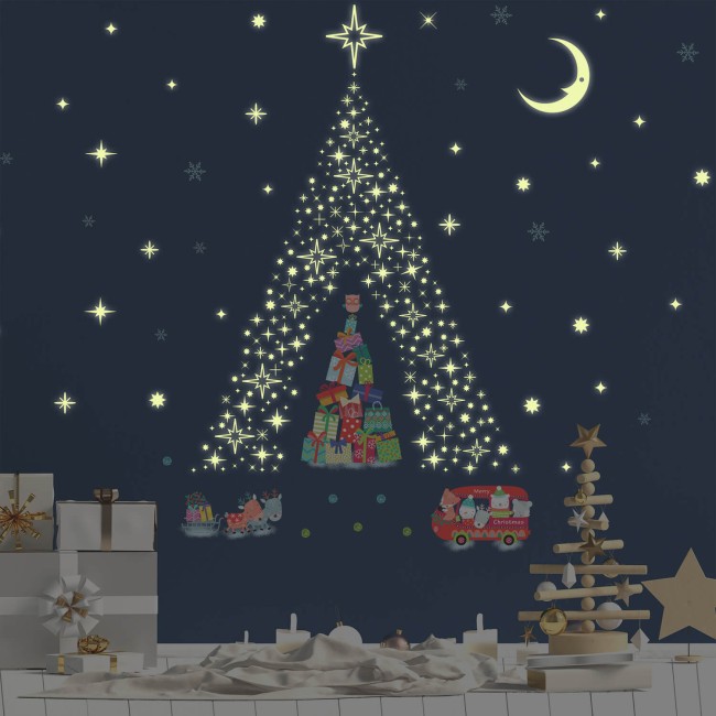 Karácsonyi színes matrica csomag + Foszfor csillagok