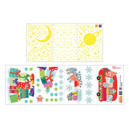 Karácsonyi színes matrica csomag + Foszfor csillagok