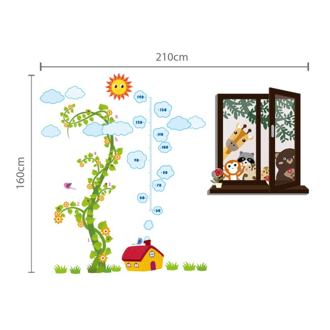 Állatok az ablakban + Magic Bean mérőszalag - Falmatrica